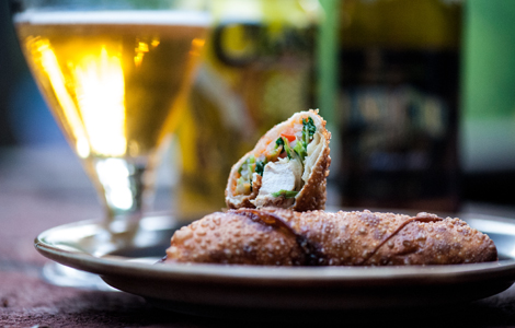 Beer-Infused Egg Rolls with beer